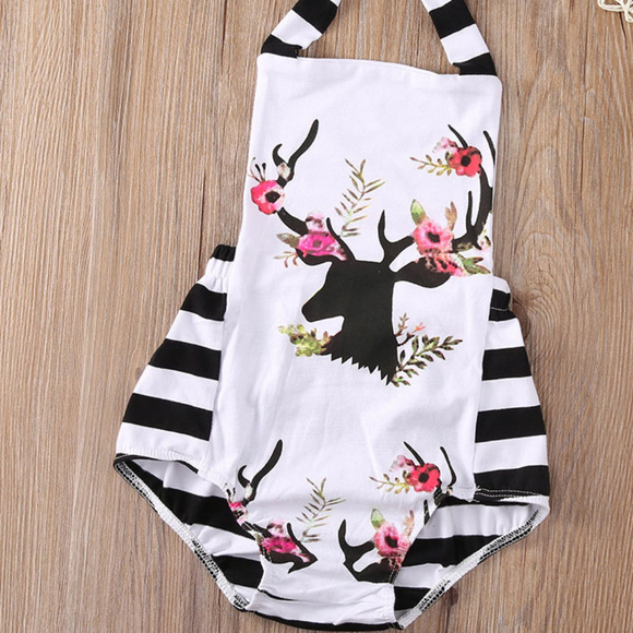 Other - New Black & White Striped Deer Bodysuit Baby Girl